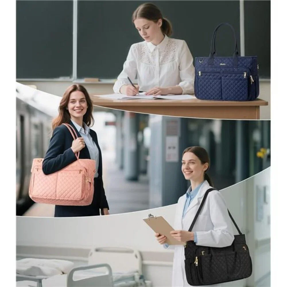Teacher Bags for Women 15.6 inch Laptop Work Tote Bag Quilted Nurse Bag